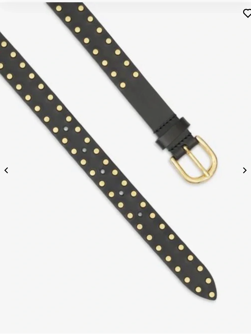 Isabel Marant Black Leather Studded Belt with Gold Buckle - Size 70